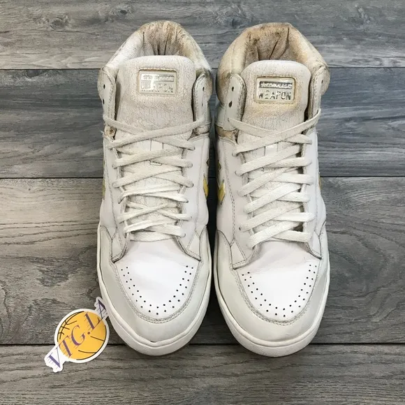 VINTAGE CONVERSE WEAPON ALL WHITE SIZE 12 MENS HIGH TOP MAGIC JOHNSON LARRY BIRD