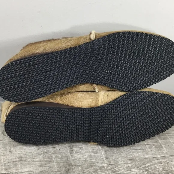 Vintage Dodson Womens Brown Leather Shearling Lined Winter Shoes Slippers Size 7
