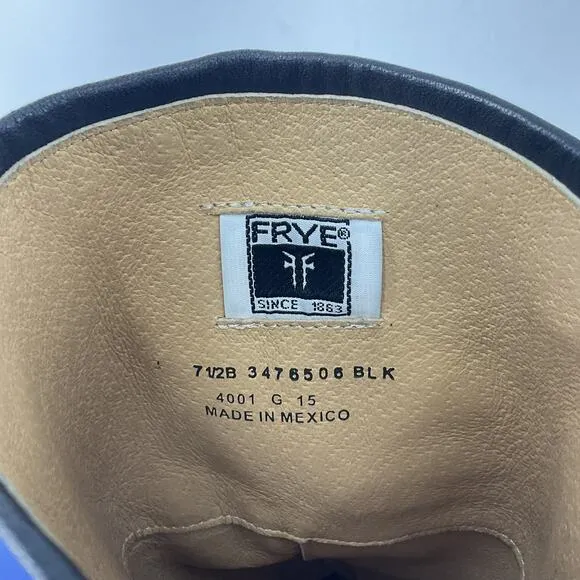 Vintage Frye Black Leather Tall Harness Riding Boots Women Size 7.5B Preowned