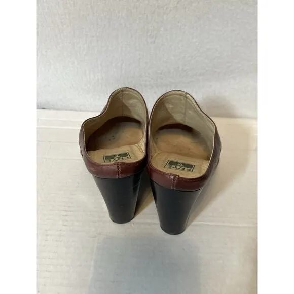 VINTAGE FRYE BOOTS Phoenix Mules Red Size 9 Leather Mule Boots Womens