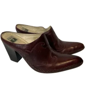 VINTAGE FRYE BOOTS Phoenix Mules Red Size 9 Leather Mule Boots Womens