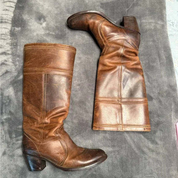 Vintage Frye Brown Leather Knee-High Boots size 10