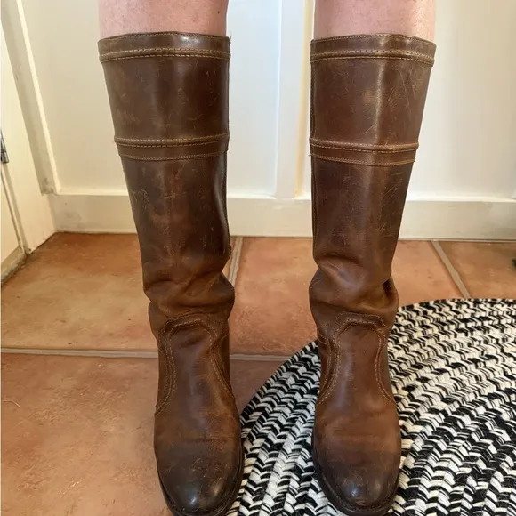 Vintage Frye Brown Leather Knee-High Boots size 10
