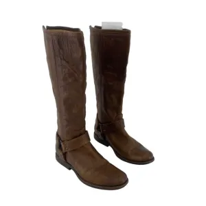 Vintage Frye Women's Brown Leather Tall Harness Riding Boots, Size 7B, Preowned