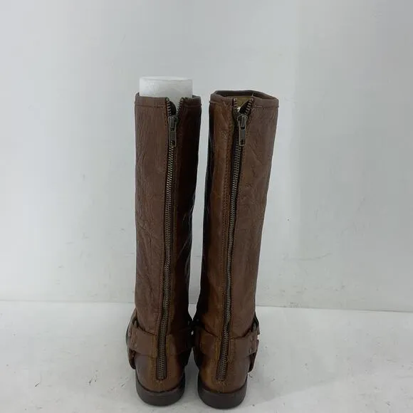 Vintage Frye Women's Brown Leather Tall Harness Riding Boots, Size 7B, Preowned