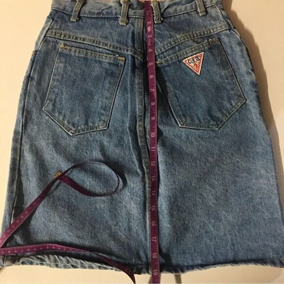 Vintage Guess Blue Denim A-Line Skirt