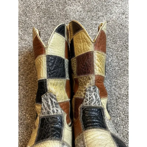 Vintage Handmade Custom Made Patchwork Cowboy Western Boots Men's 11B