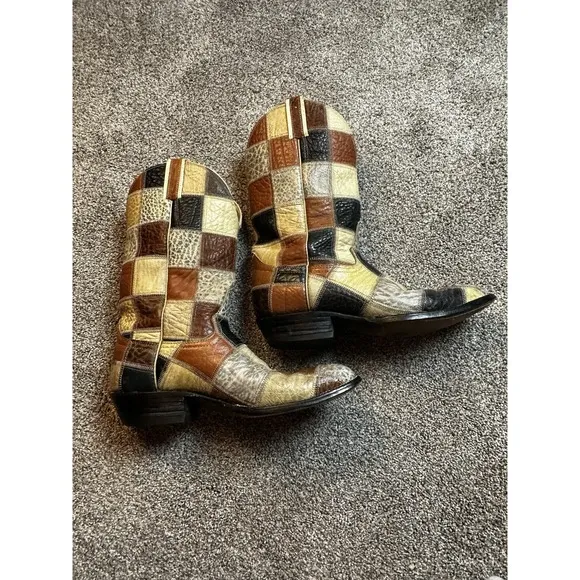 Vintage Handmade Custom Made Patchwork Cowboy Western Boots Men's 11B