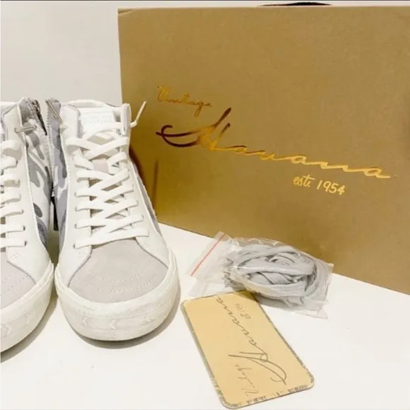 VINTAGE HAVANA Dreamer White High-Top Leather Sneakers NWT