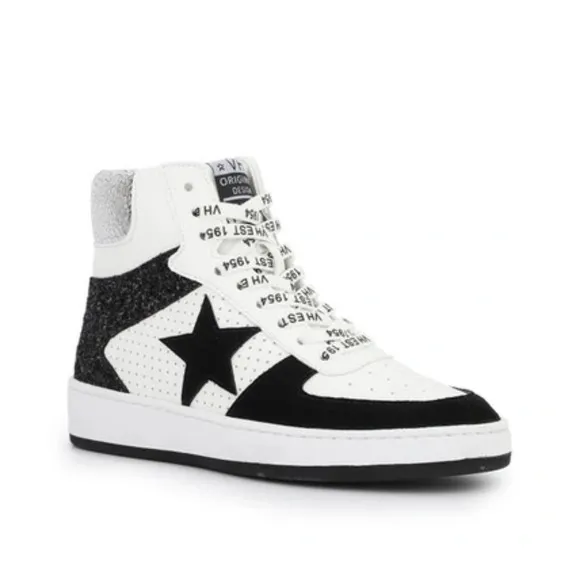 Vintage Havana Layup High Top Sneaker In Black Matt Glitter