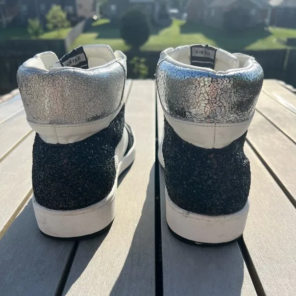 Vintage Havana Layup High Top Sneaker In Black Matt Glitter