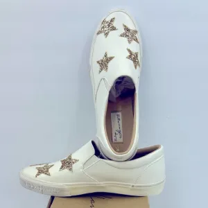 VINTAGE HAVANA, LORREN,TENNIS SHOES, “WHITE”WITH GLITTERING STATS,LADIES SIZE 6
