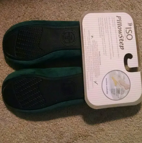 Vintage Isotoner pillow step forest green house slippers shoes
