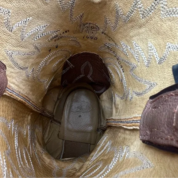 Vintage Justin Leather Cowboy Boots Western Pointed Toe Brown 1450 Mens 9D