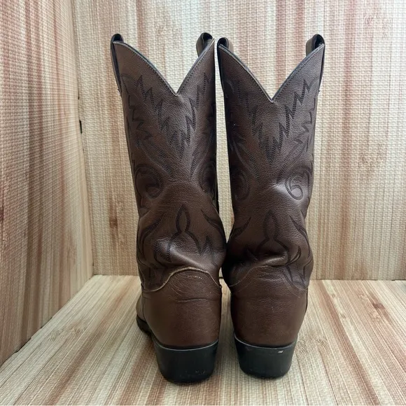 Vintage Justin Leather Cowboy Boots Western Pointed Toe Brown 1450 Mens 9D