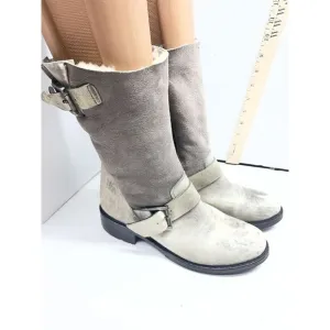 Vintage Lola And Cruz Leather And Suede Gray Side Zip Boots Women's 6.5   37