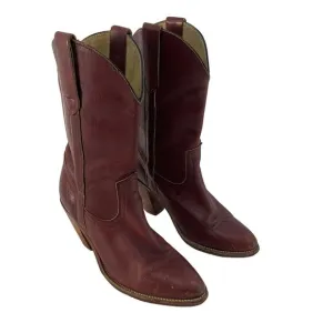 Vintage Made in USA FRYE Women's Size 7B Red Leather Western Boots - Preowned