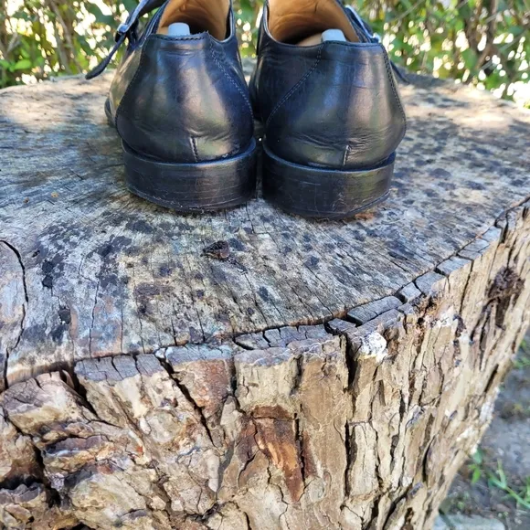 Vintage Men Black Buckle Slip On Shoes By Paul Frederick Size 13 W (FPF100D)