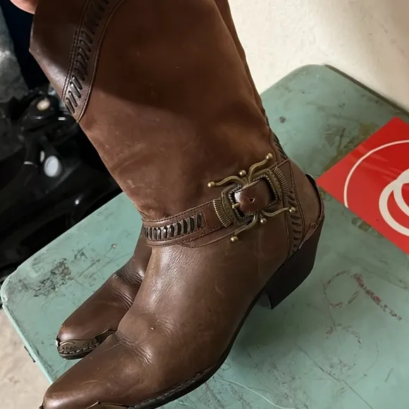 Vintage Pointed Tow Leather Women's Cowboy Boots