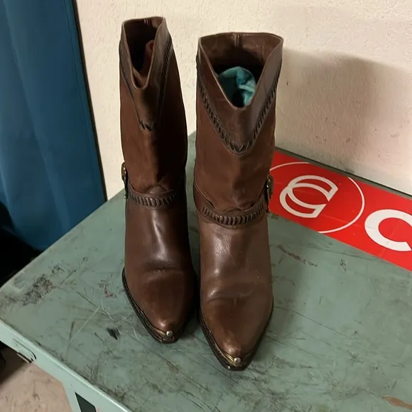 Vintage Pointed Tow Leather Women's Cowboy Boots