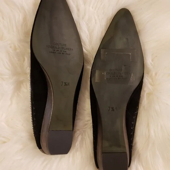 Vintage RARE Donald J. Pliner Couture Shoe Black Suede Italian Made Luxury