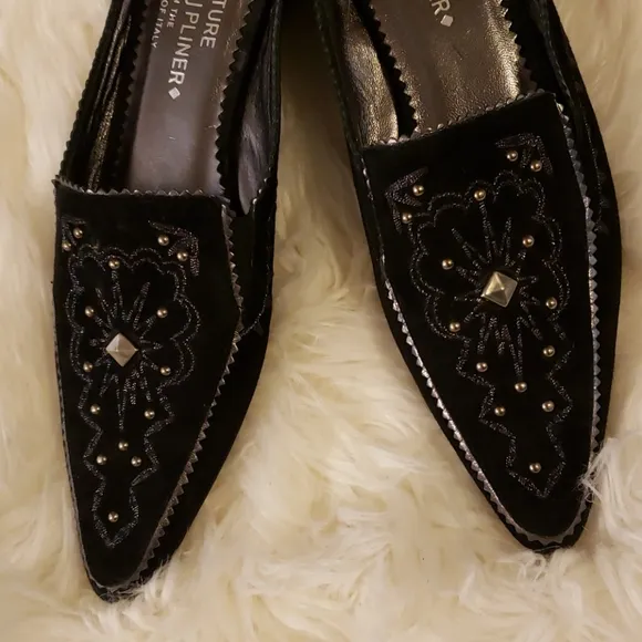 Vintage RARE Donald J. Pliner Couture Shoe Black Suede Italian Made Luxury