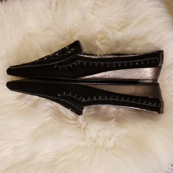 Vintage RARE Donald J. Pliner Couture Shoe Black Suede Italian Made Luxury