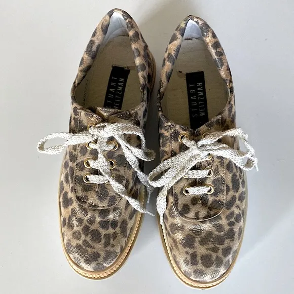 Vintage Stuart Weitzman Leopard Print Glittery Sneakers