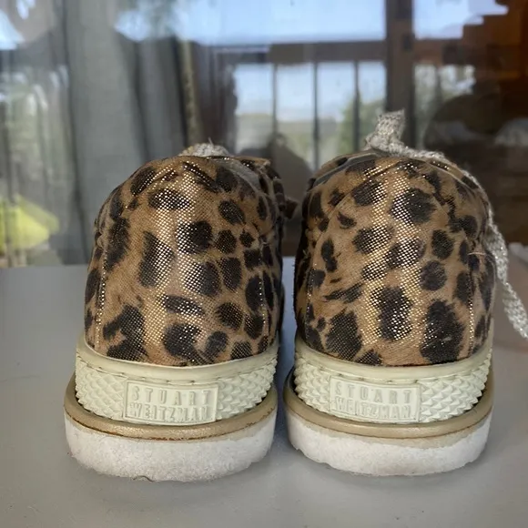 Vintage Stuart Weitzman Leopard Print Glittery Sneakers
