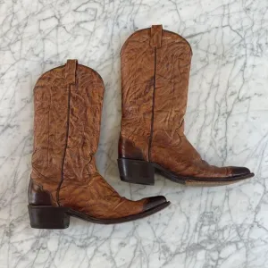 Vintage TEXAS Men's Leather Western Cowboy Boots Size 9 D Brown Wing Tip M 81