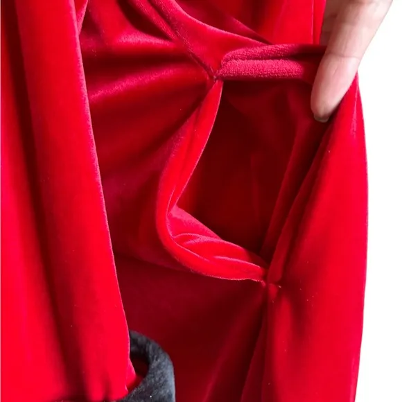 Vintage Valery Stevens Red Black Faux Fur Plush Robe, Y2K, Deadstock, size Large