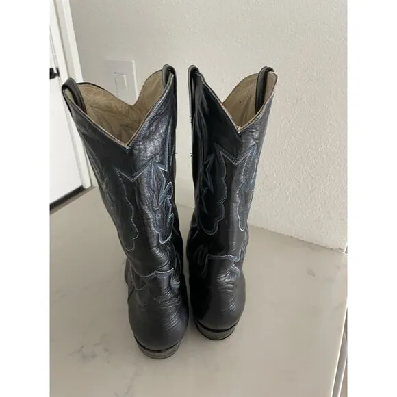 Vintage Western Men’s Boots Ticuan Lizard Leather Black 11.5
