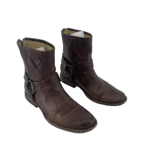 Vintage White Label Frye Brown Leather Biker Harness Boots, Women's Size 8B