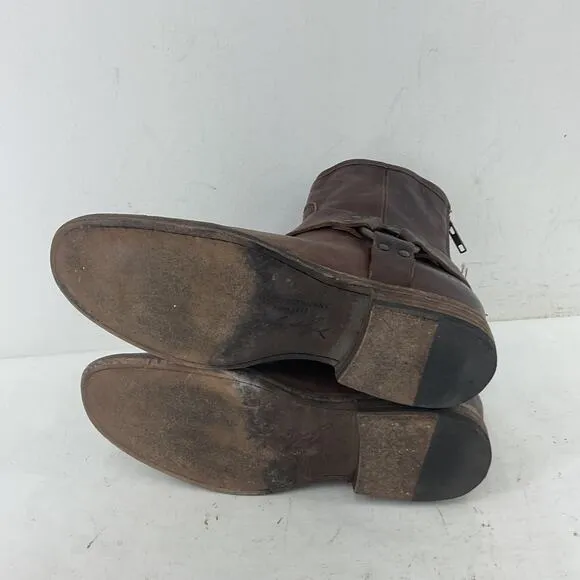 Vintage White Label Frye Brown Leather Biker Harness Boots, Women's Size 8B
