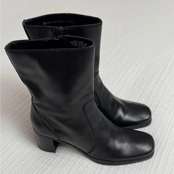 Vintage Y2K Bandolino Black Leather Ankle Boots Size 9 Retro Streetwear Classic