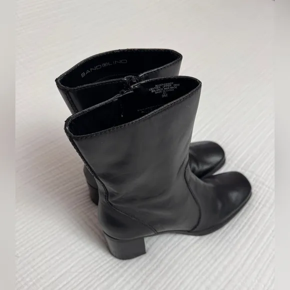 Vintage Y2K Bandolino Black Leather Ankle Boots Size 9 Retro Streetwear Classic