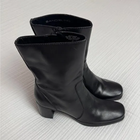 Vintage Y2K Bandolino Black Leather Ankle Boots Size 9 Retro Streetwear Classic