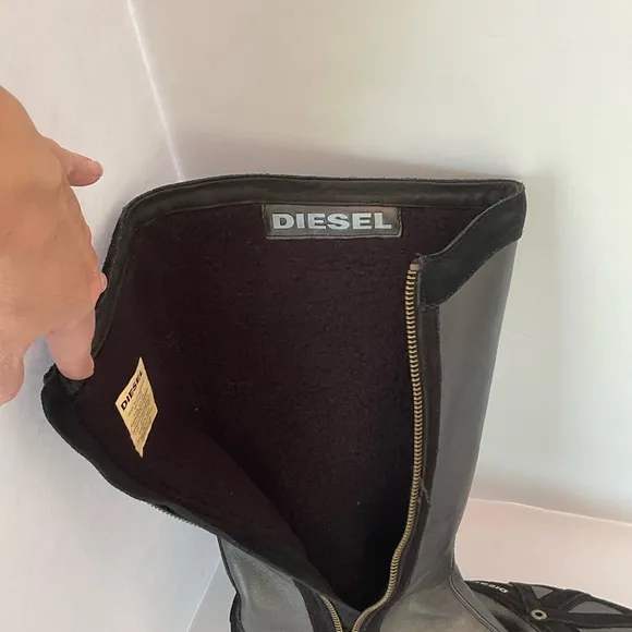 Vintage Y2K Diesel Run To Metallic Boxing Wrestling Leather Boots Size 8