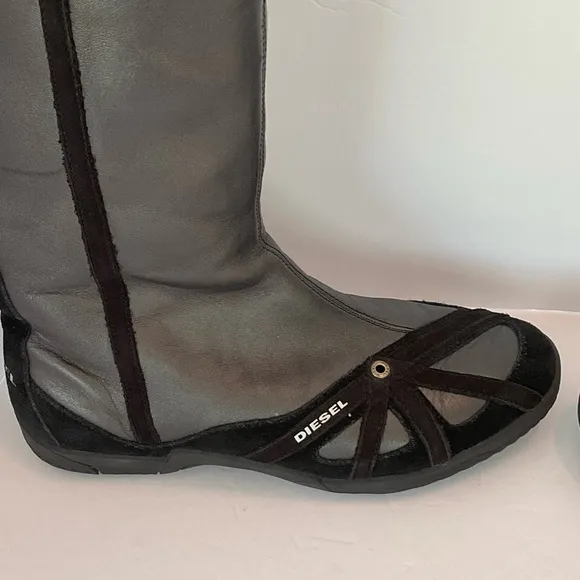 Vintage Y2K Diesel Run To Metallic Boxing Wrestling Leather Boots Size 8