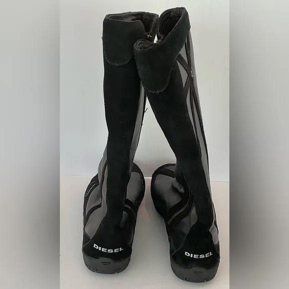 Vintage Y2K Diesel Run To Metallic Boxing Wrestling Leather Boots Size 8