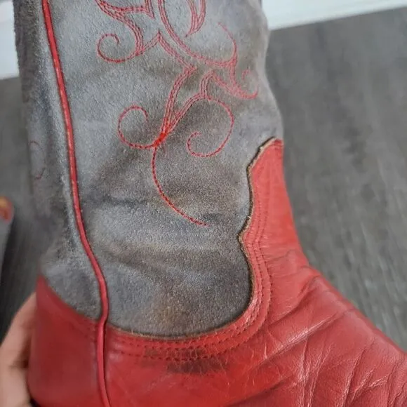 Vintage Nocona Tall Leather Round Toe Cowgirl Buckaroo Western Boots Size 7B