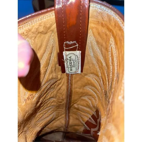 VINTAGE USA NOCONA BROWN LEATHER WESTERN Boots size 9.5