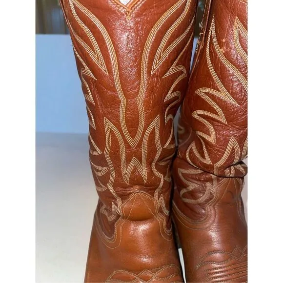 VINTAGE USA NOCONA BROWN LEATHER WESTERN Boots size 9.5