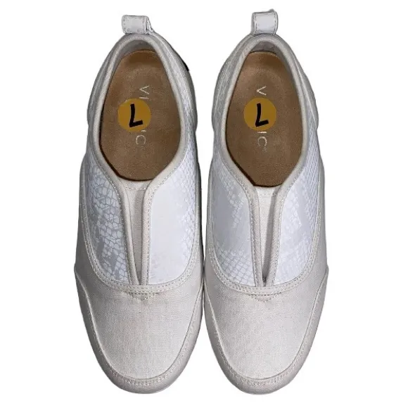 Vionic Denver Wide White Snake Print Slip On Sneaker Size 7 Wide