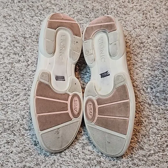 Vionic Kallie Silver Grey Sparkly Slip on Comfort Shoes