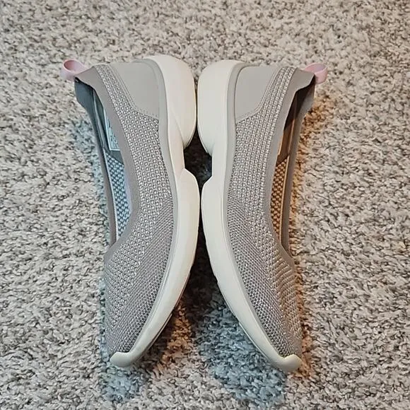 Vionic Kallie Silver Grey Sparkly Slip on Comfort Shoes