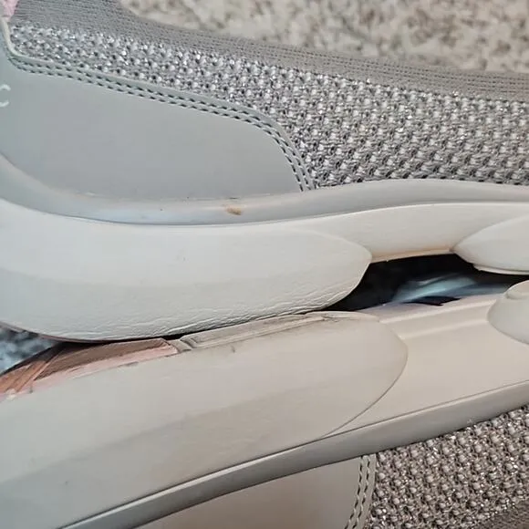 Vionic Kallie Silver Grey Sparkly Slip on Comfort Shoes