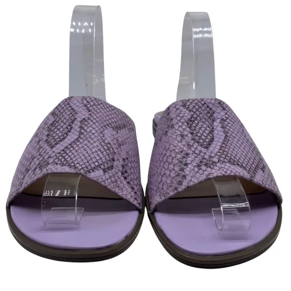 Vionic Womens Shoes Demi Slide Sandals Sz 9.5 Purple Snake Leather Flat Comfort