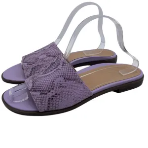 Vionic Womens Shoes Demi Slide Sandals Sz 9.5 Purple Snake Leather Flat Comfort