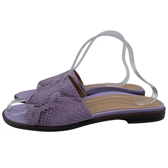 Vionic Womens Shoes Demi Slide Sandals Sz 9.5 Purple Snake Leather Flat Comfort